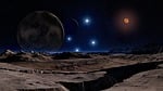 lunar landscape, star, brown dwarf