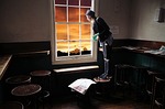 window, girl, woman