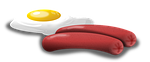 eggs, sausages, food