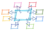 network, rectangle, rings