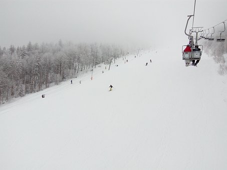 Vinter, Skibakke, Romantik, Land, Bjerge