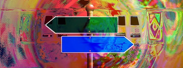 Free path signpost one way street illustration