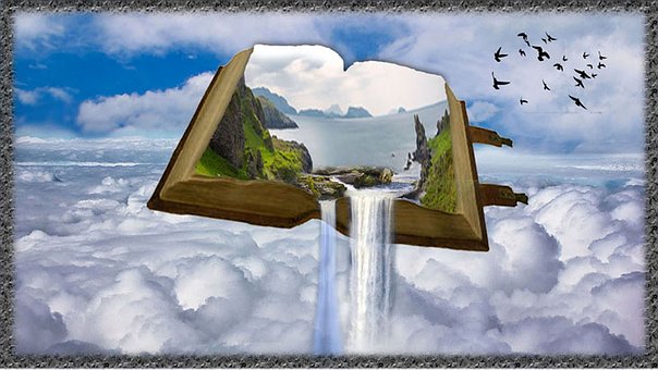 Vintage, Natuur, Boek, Waterval