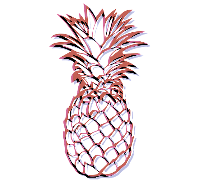 Weiß, Ananas, Früchte, Gelb, Grün, 3D