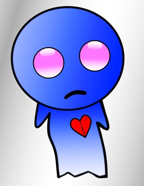 Free ghost blue heart pain illustration