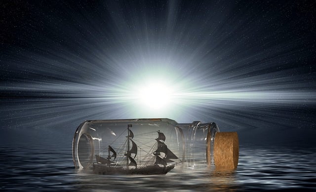 Free ship bottle light illustration