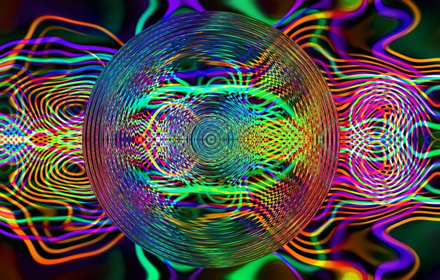 Free waves line multicoloured illustration