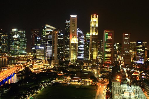Cingapura, Visão Noturna, Marina Bay
