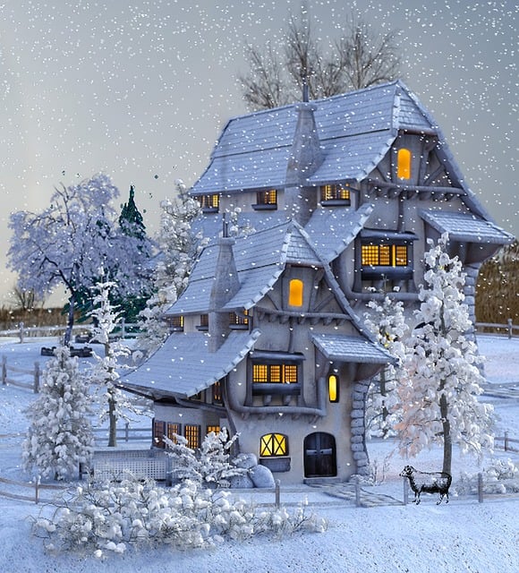Free winter house snow illustration