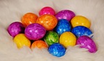 easter, colorful eggs, lambskin