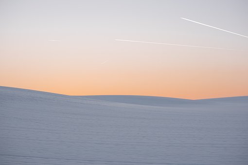 Solnedgang, Vinter, Sneen, Himlen, Land