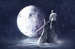 gondolier, boot, moon