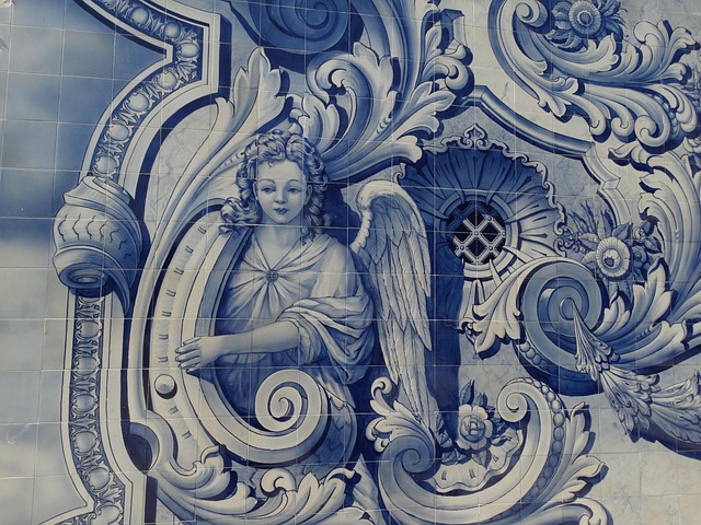 Fliesen, Portugiesisch, Angel, Blau