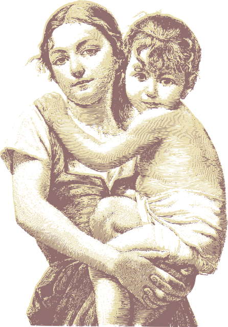 Free child mother vintage vector