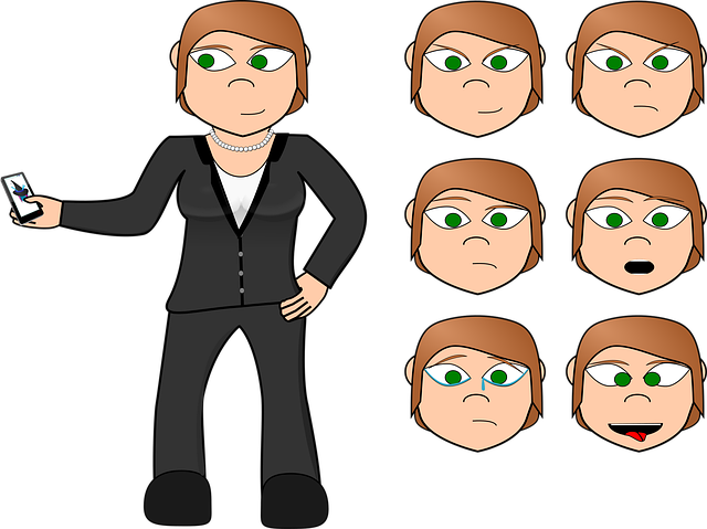 Free business cell phone comic characters vector