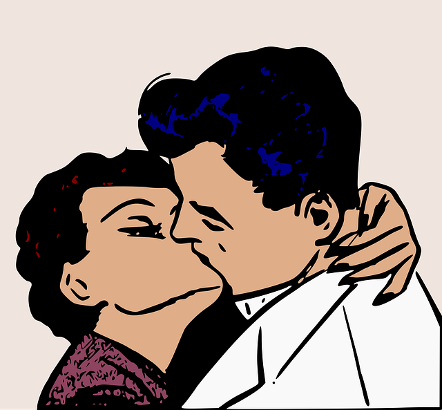 Download free HD stock image of Comic Characters Kiss Free comic characters kiss love illustration