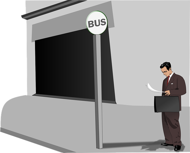 Free bus stop man waiting vector