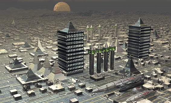 Free Spaceship City illustration and picture