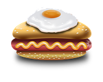 hot dog, egg, fried egg