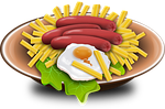 hot dog, egg, fried egg