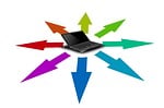 arrows, laptop, direction