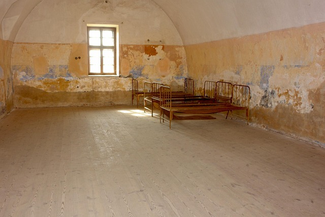 Dormitory bunks in the Small Fortress, Terezín Memorial