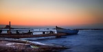 boat, sea, sunset