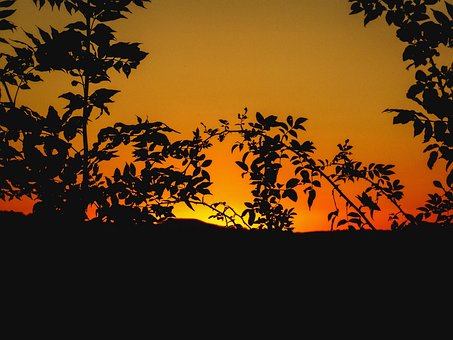 Sonnenuntergang, Berg, Rot, Himmel
