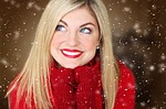 pretty girl, winter, red