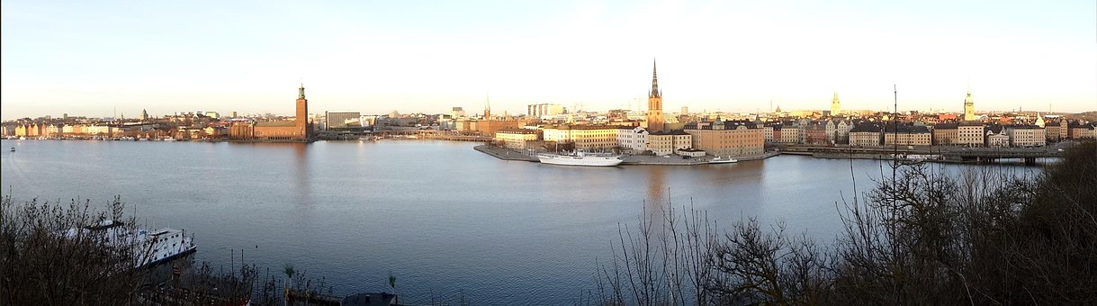 Panoramă, Stockholm, Apă, Oraș, Suedia