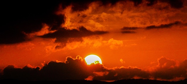 Solnedgang, Skat, Rød, Skyer, Intens