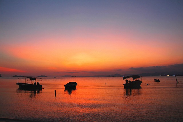 Strand, Sonnenuntergang, Sanya, Natur