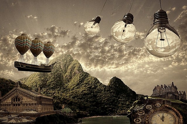 Download free HD stock image of Steampunk Landscape Free steampunk landscape surrealism illustration