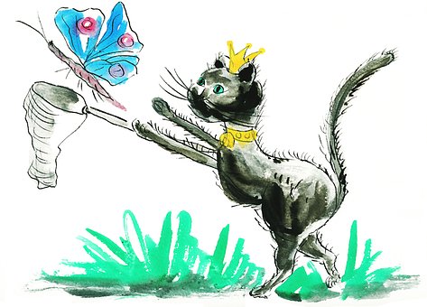 Gato, Natureza, Rei, Coroa, Borboleta