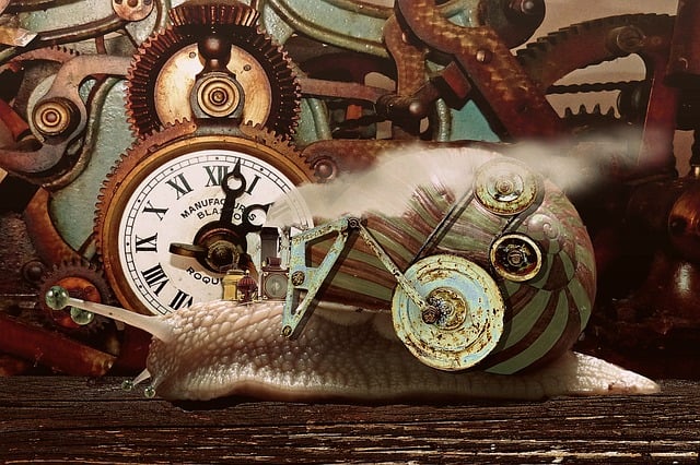Free steampunk fantasy snail illustration