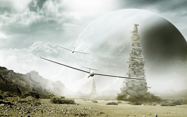 Free gliding plane glider illustration