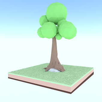 Copac, Lowpoly, Poligonal, Natura