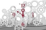clock, time, skyscrapers