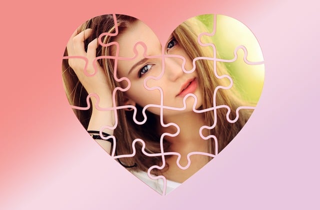 Free heart puzzle portrait illustration