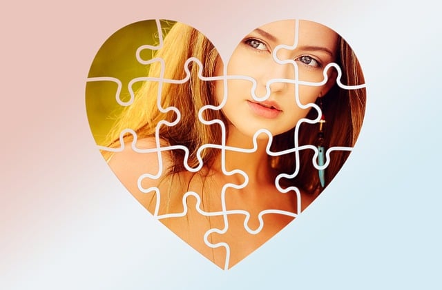 Free heart puzzle portrait illustration