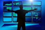 hug, monitors, man