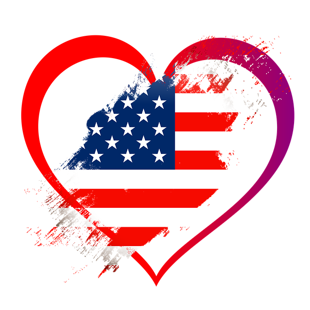 Flag, Et Hjerte, Elsker, Usa, Amerika