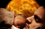 papa, child, sleep
