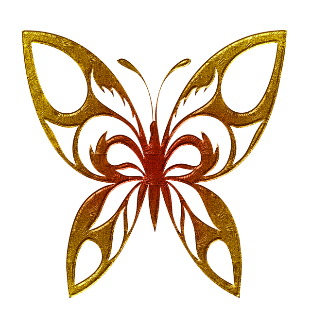 Free butterfly abstract gold embossed illustration