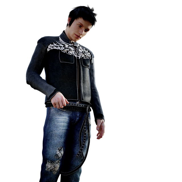 Free man jeans leather jackets illustration