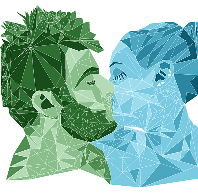 Free couple kiss lowpoly illustration