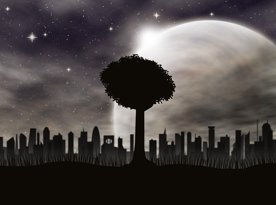 city night sky drawing