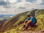 mountain, trail, sky