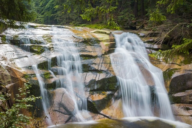 Free mumlava waterfall krkonoše mountains nature illustration