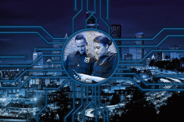 Free police security city illustration